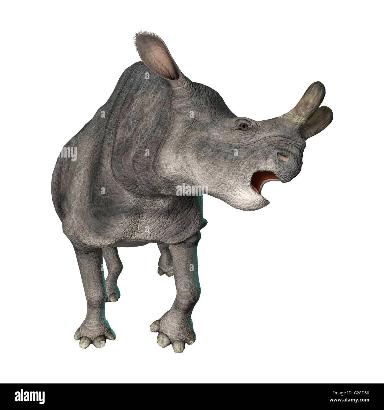3D rendering of a died animal Brontotherium isolated on white background Stock Photo