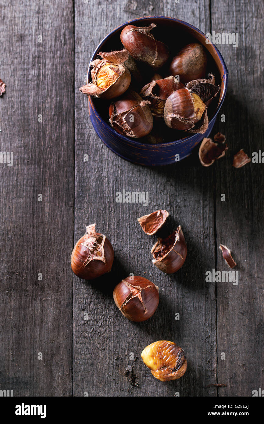 Baked edible chestnuts Stock Photo