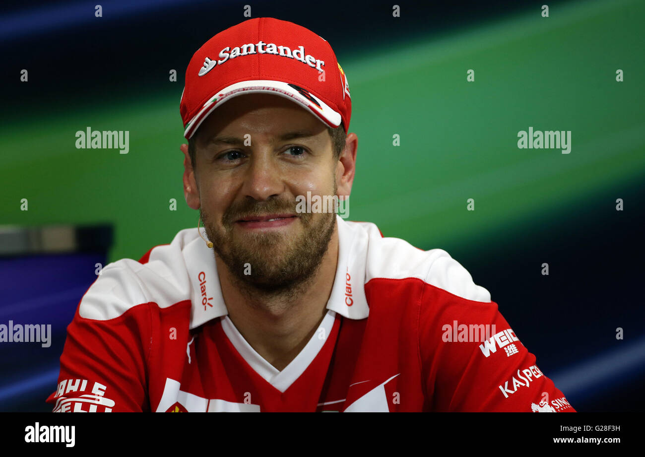 Vettel Conference Ferrari's Sebastian Vettel in the drivers press conference at the ...
