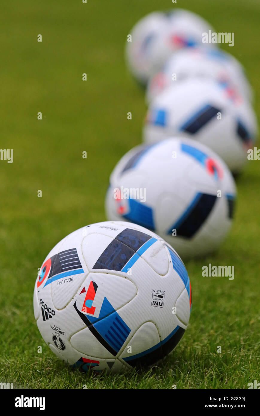 Official match balls of the UEFA EURO 2016 Tournament (Adidas Beau Jeu) on  the grass Stock Photo - Alamy