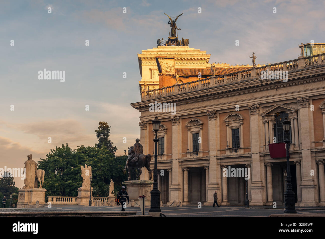 Rome, Italy: The Capitolium square in the sunrise Stock Photo