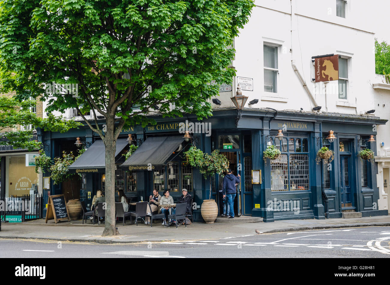 The Champion Pub as seen from Bayswater Roead in London. Stock Photo