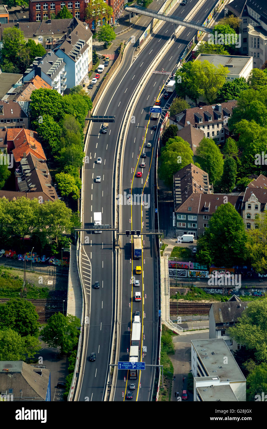 Aerial view, blocking the A40 in direction Bochum and blocking the A52 ...