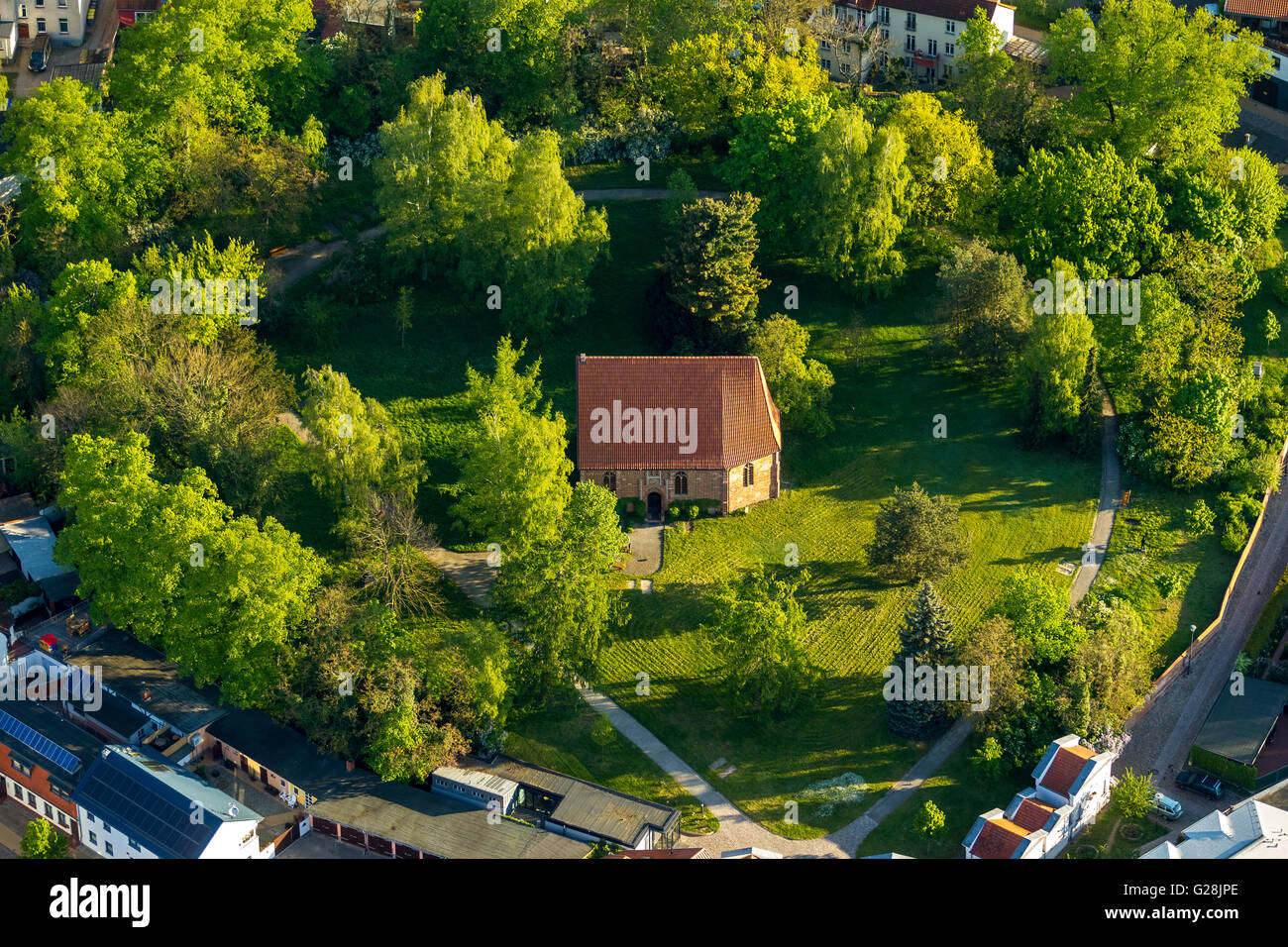 Aerial view, Güstrow, Balack Chapel Levitating Angels, Mecklenburg Lake District, Mecklenburg Lake District, Stock Photo