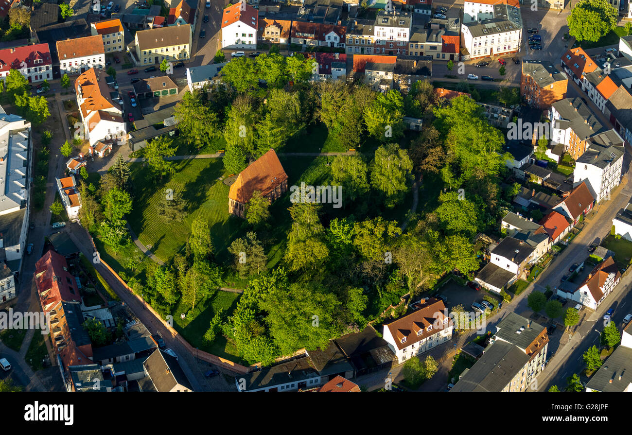 Aerial view, Güstrow, Balack Chapel Levitating Angels, Mecklenburg Lake District, Mecklenburg Lake District, Stock Photo