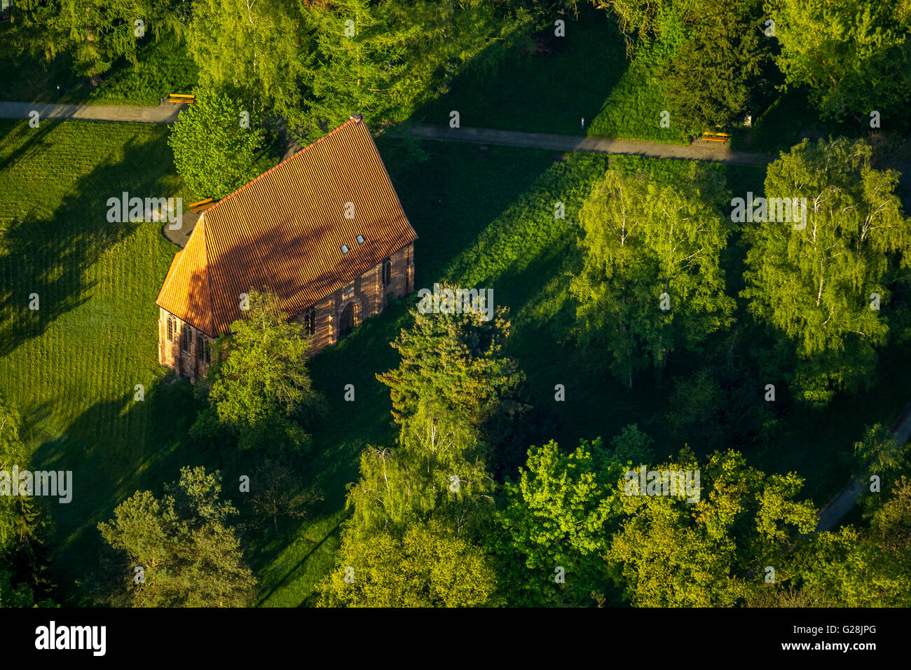Aerial view, Güstrow, Balack Chapel Levitating Angels, Mecklenburg Lake District, Mecklenburg Lake District, Stock Photo