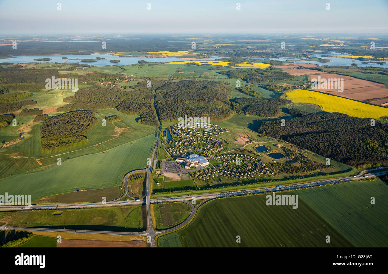 Aerial view, Van der Valk Ressort Linstow with scale in county Apartments, hotels, residential