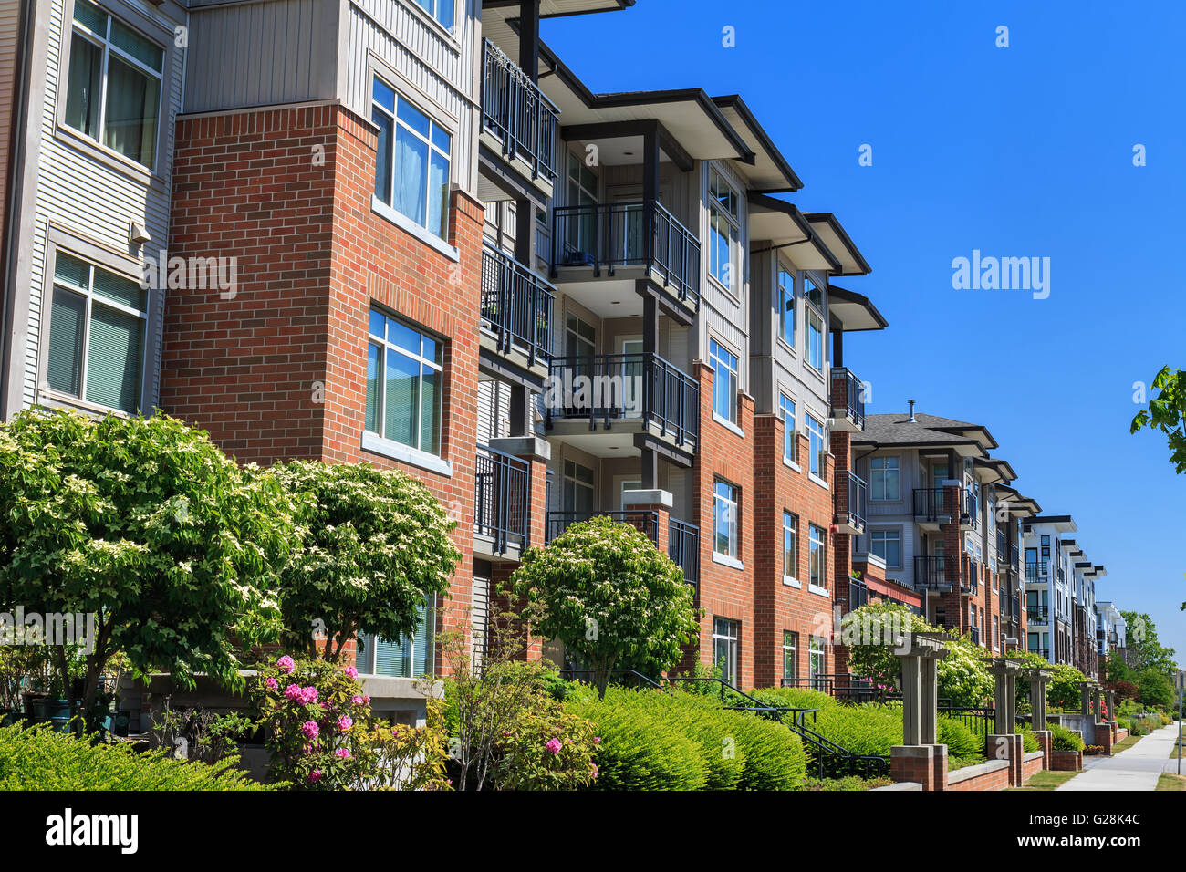 Modern apartment buildings in Richmond, British Columbia, Canada. Stock Photo