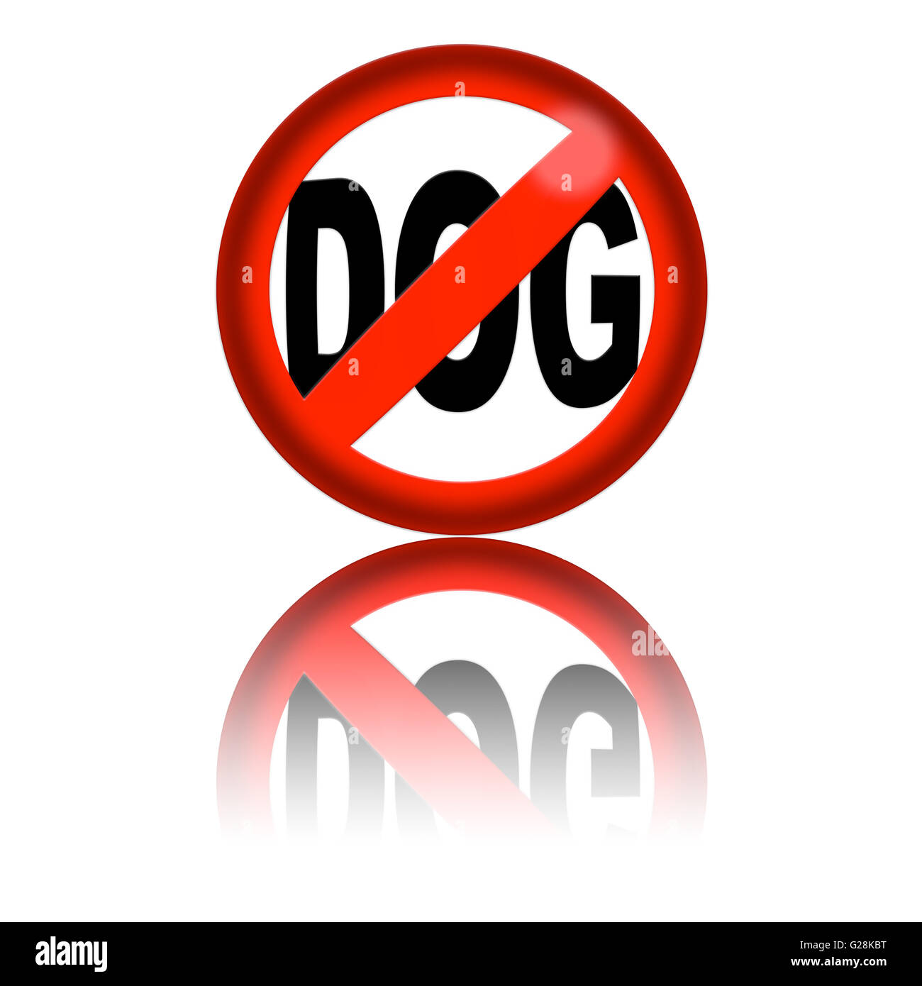 3D sphere no dog sign with reflection Stock Photo