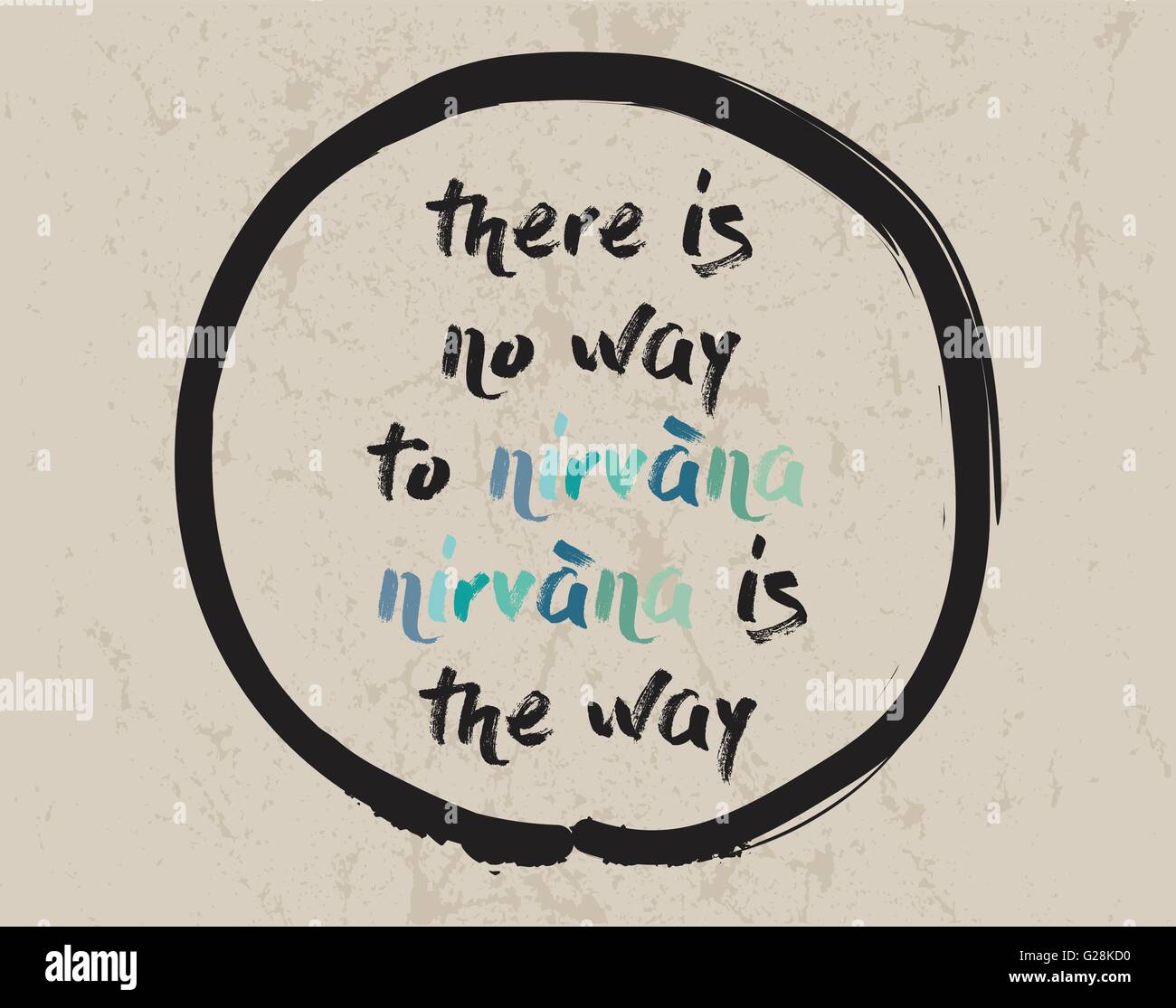 Calligraphy: there is no way to nirvana, nirvana is the way. Inspirational motivational quote. Meditation theme. Stock Vector