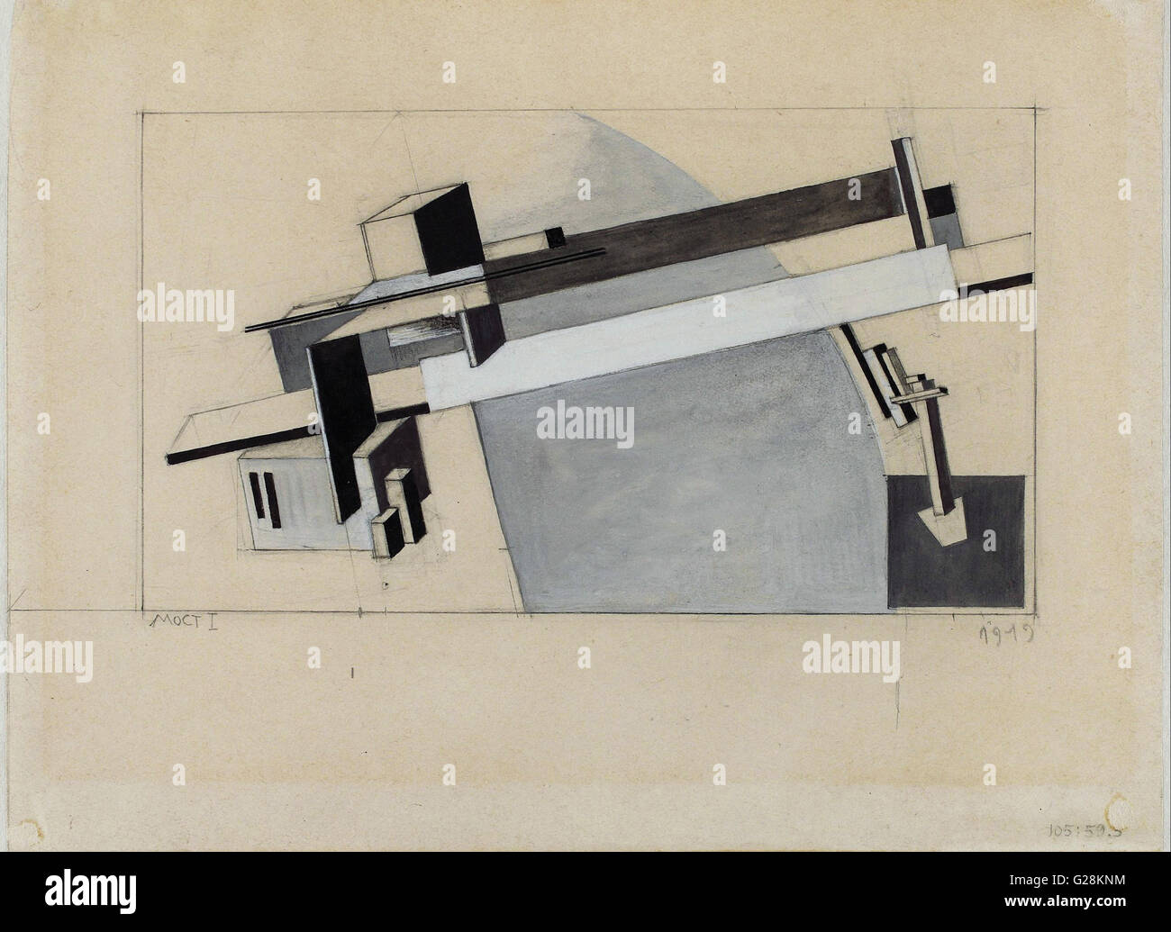 Lazar El Lissitzky - Proun Study 1A (Proun S. K.) the Bridge  - Museu Coleção Berardo Stock Photo