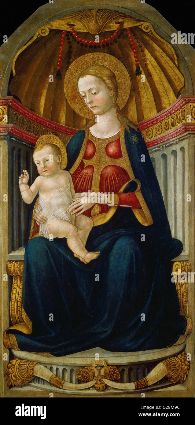 Neri di Bicci - Virgin and Child on the Throne  - MNAC - Barcelona Stock Photo