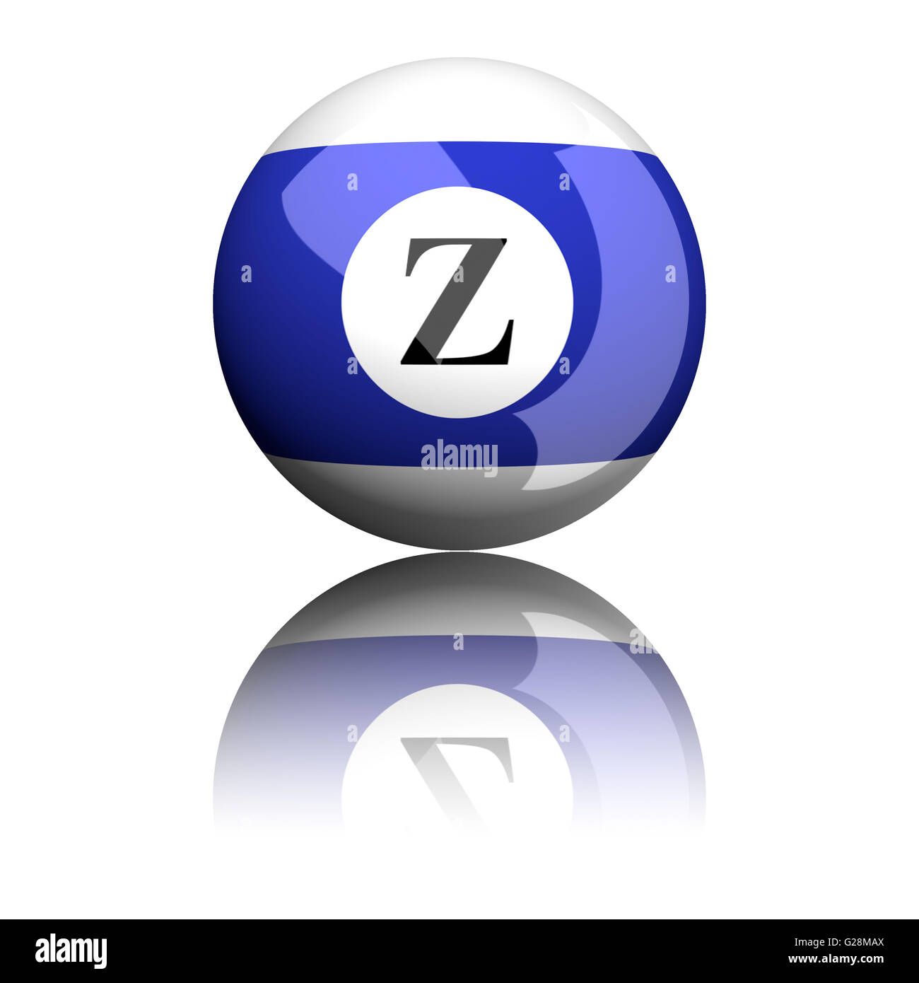 3D rendering sphere alphabet letter Z isolated on white. Stock Photo