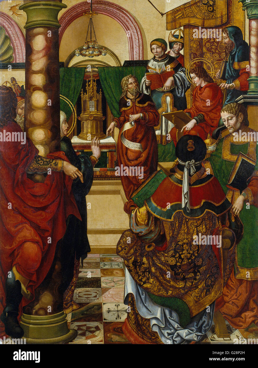Master of Sigena - Jesus amongst the Doctors of the Law  - MNAC - Barcelona Stock Photo