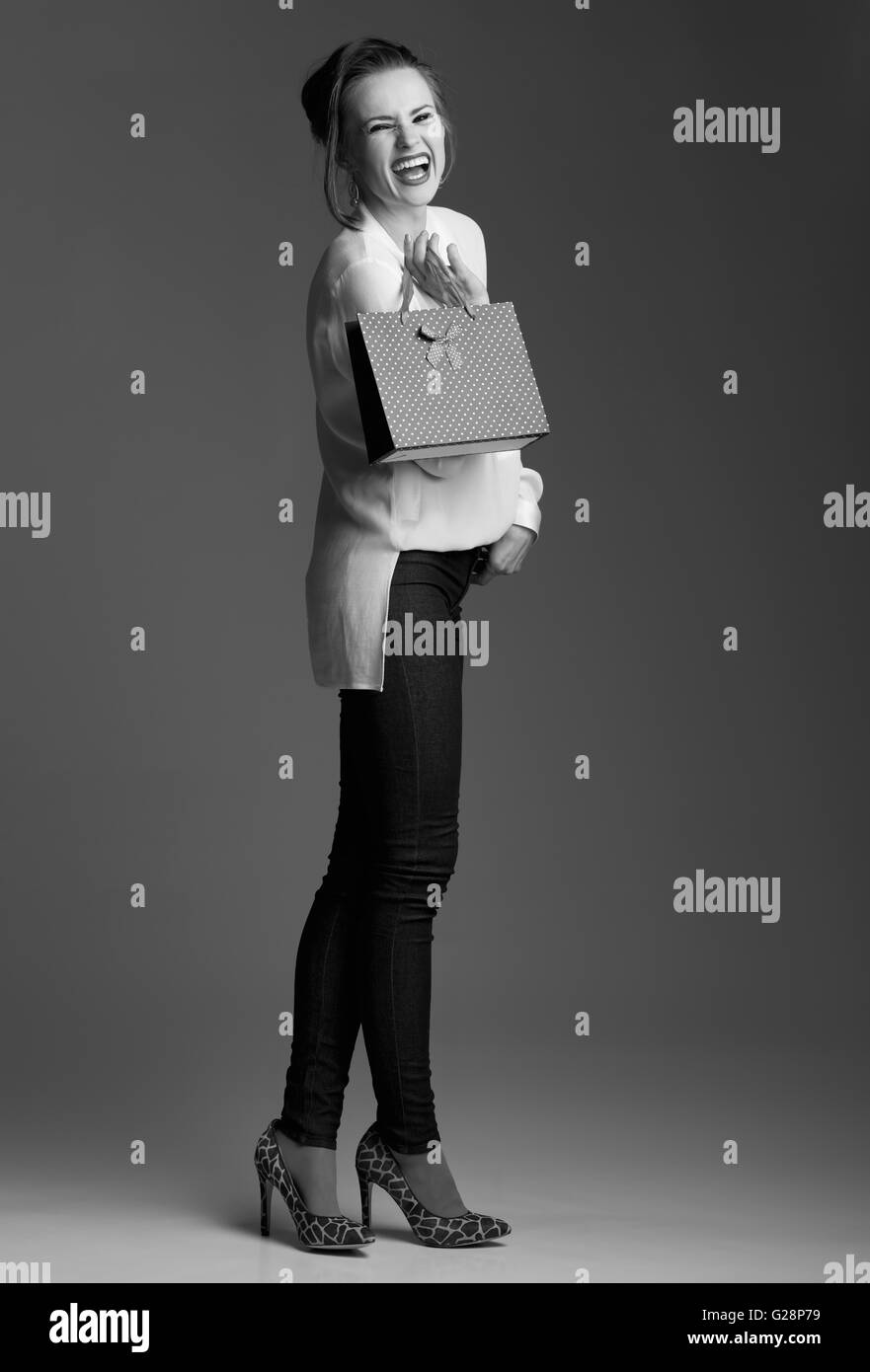 Contemporary Shopping In Black And White Aesthetic Full Length Stock Photo Alamy