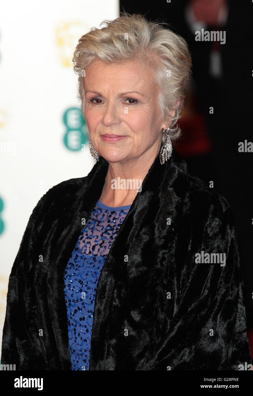 LONDON - FEB 14, 2016: Julie Walters attends the EE Bafta British Academy Film Awards at the Royal Opera House on Feb 14, 2016 in London Stock Photo