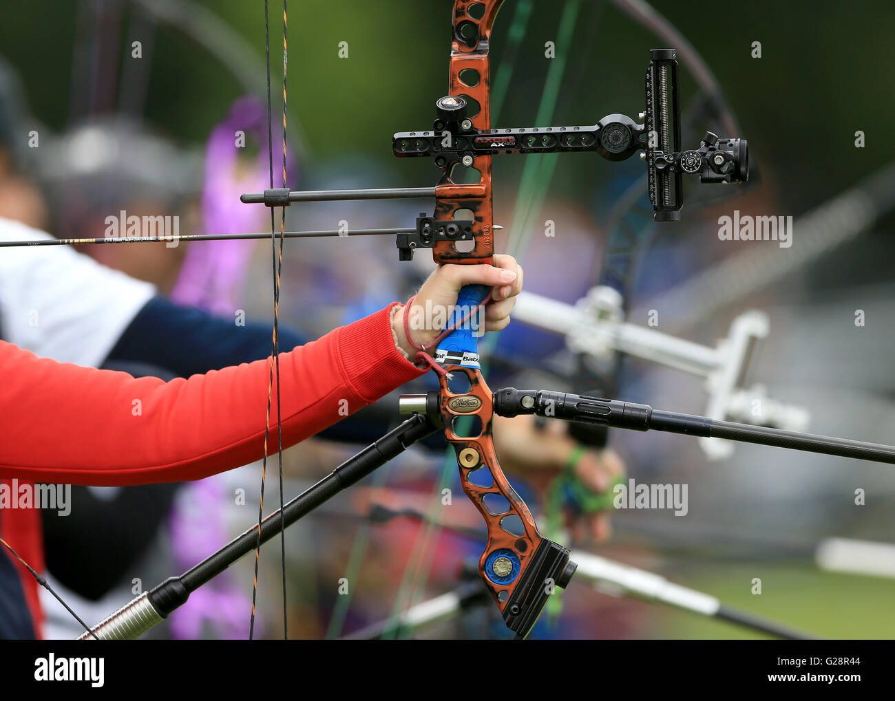 Archers on the practice field during the European Archery Championships