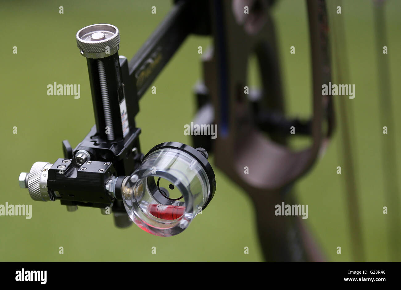 A detailed picture of a bow during the European Archery Championships