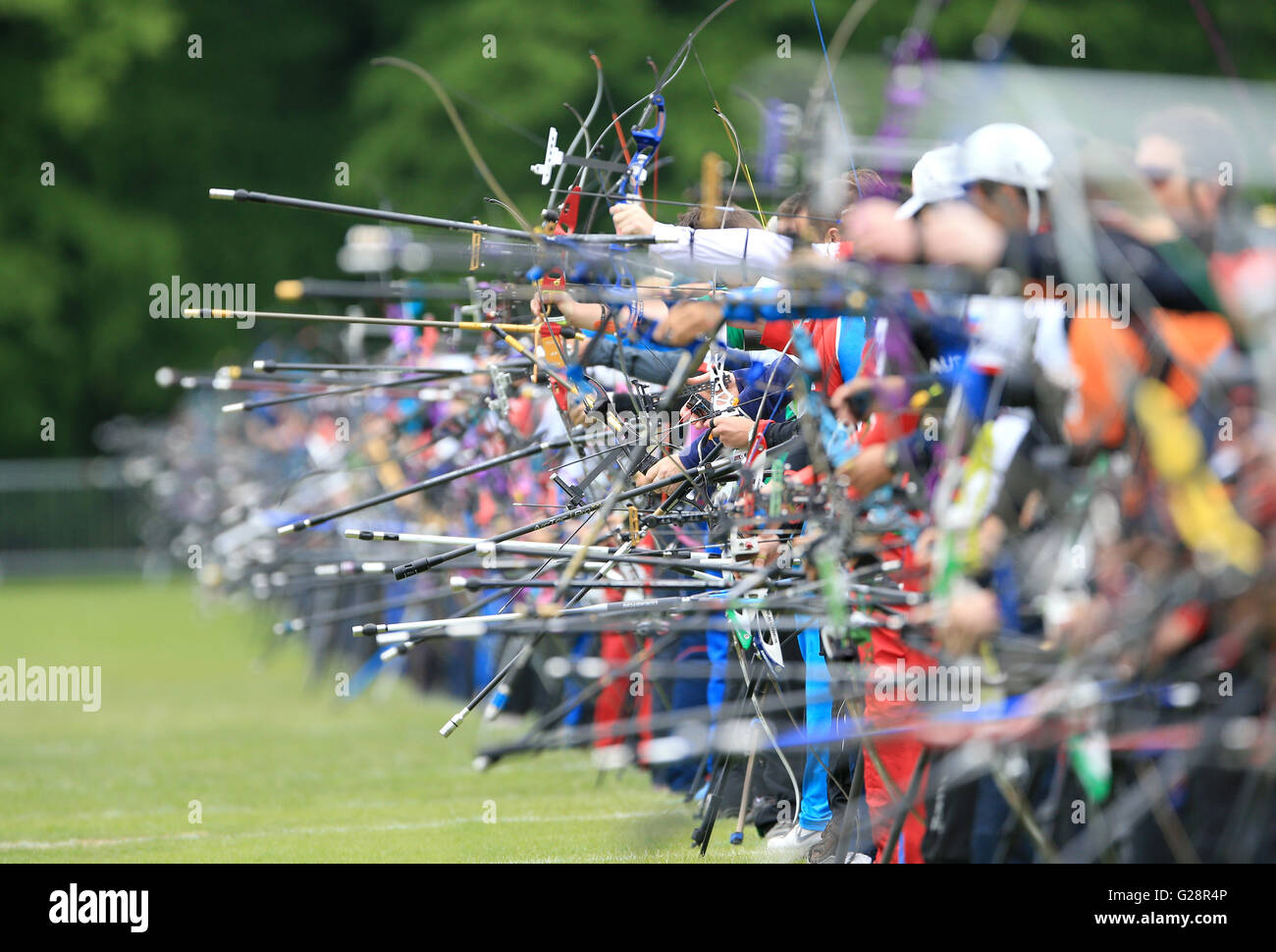 Archers practice during the European Archery Championships 2016