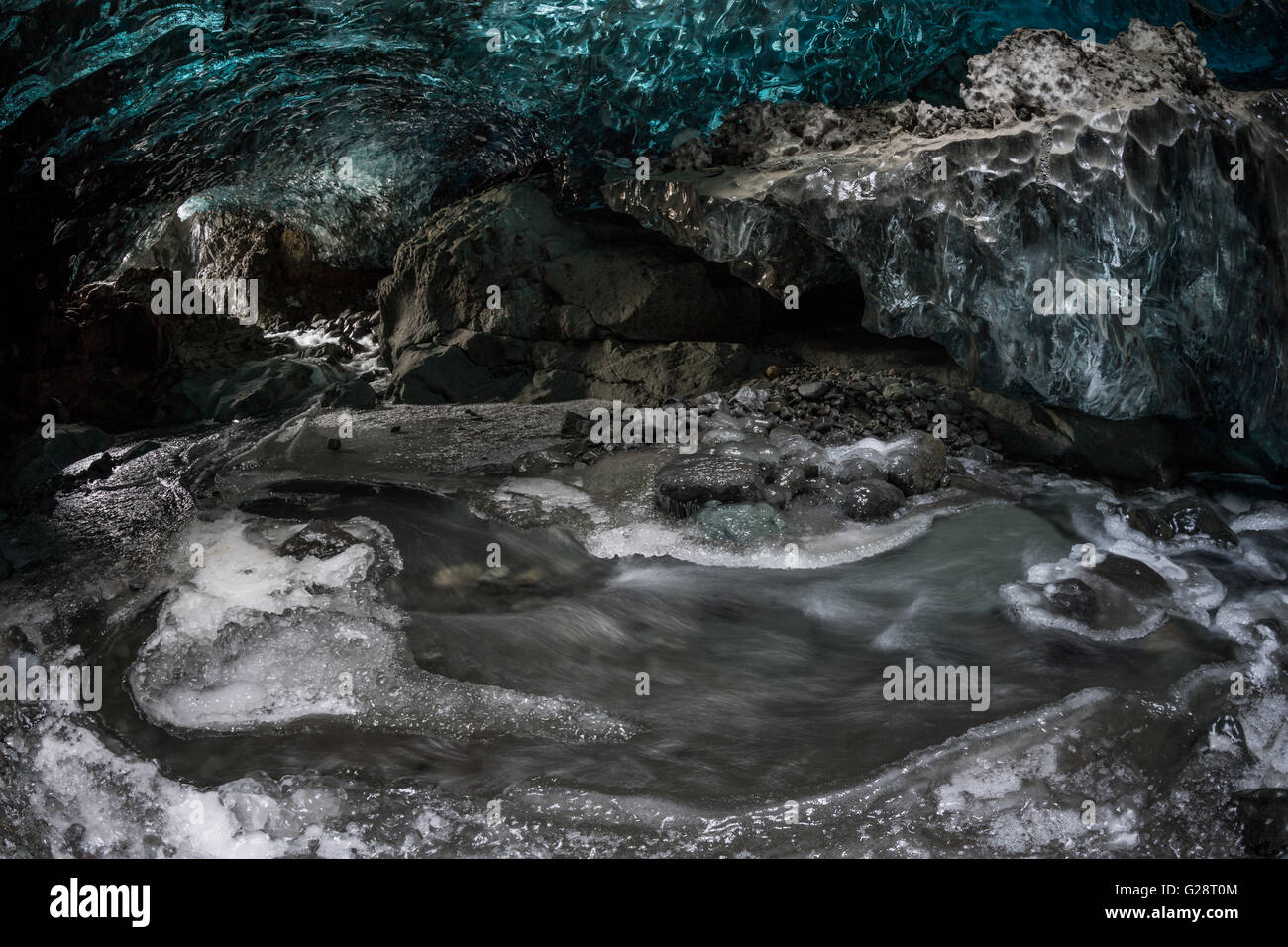 Ice cave under the Vatnajökull, Southern Region, Iceland Stock Photo