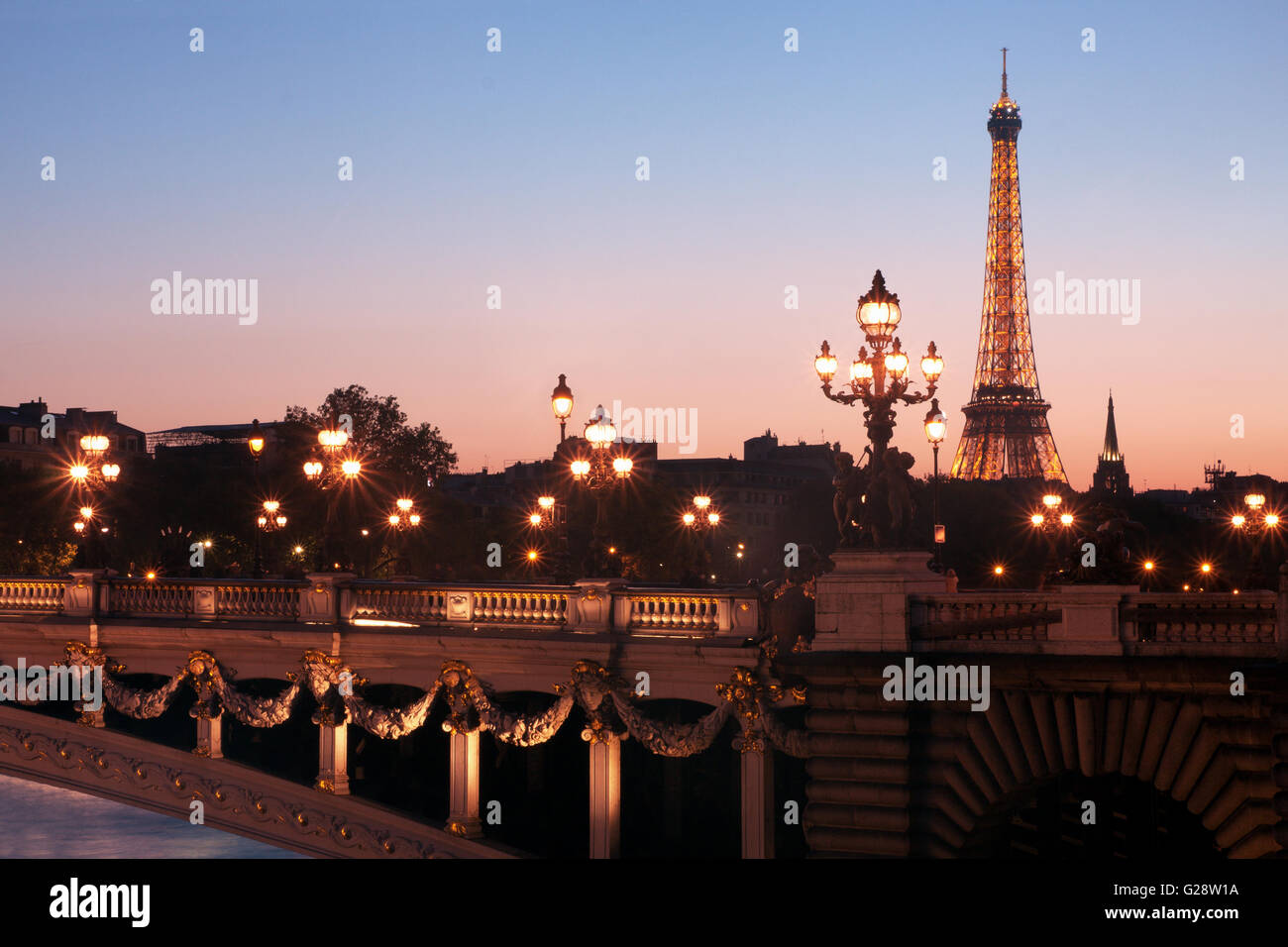 Paris, France October 23 2011 view of Alexandre III Bridge and