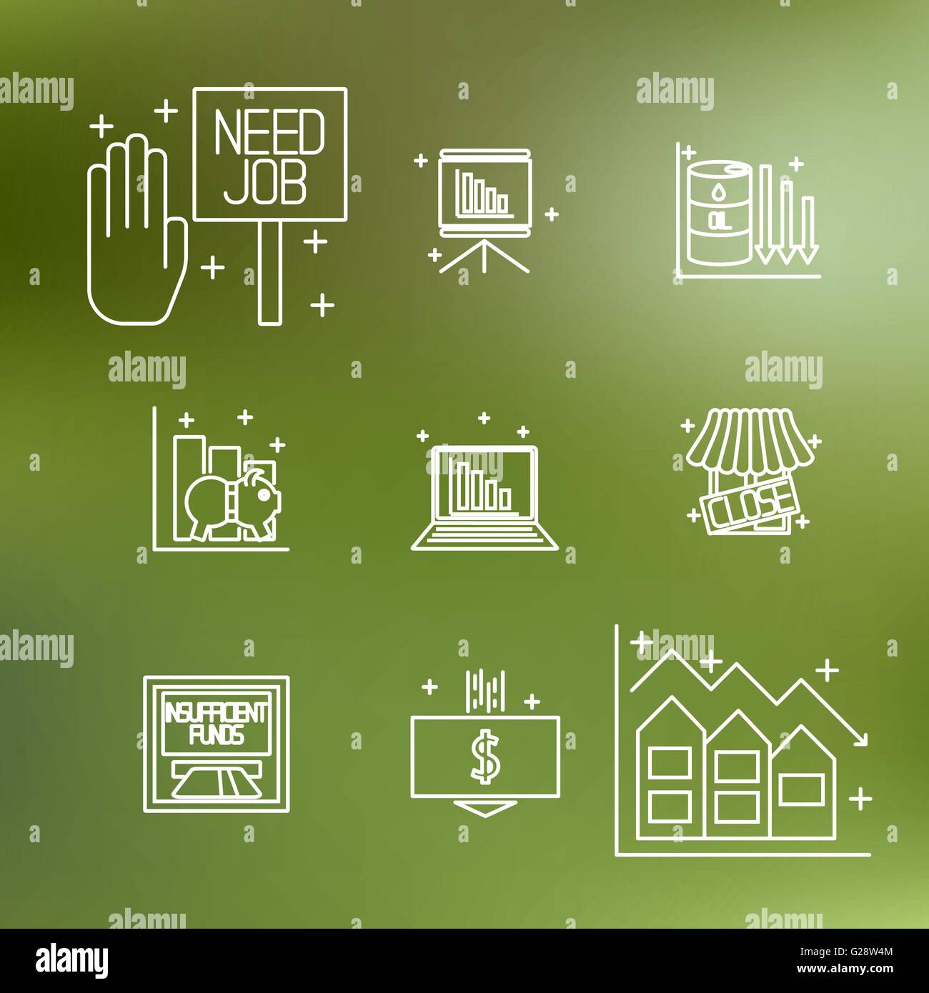 Set icons on a theme of economic crisis Stock Vector Image & Art - Alamy