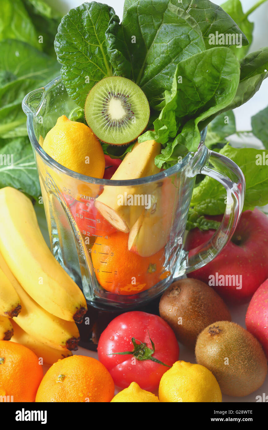 Mixed fruits and vegetables Stock Photo