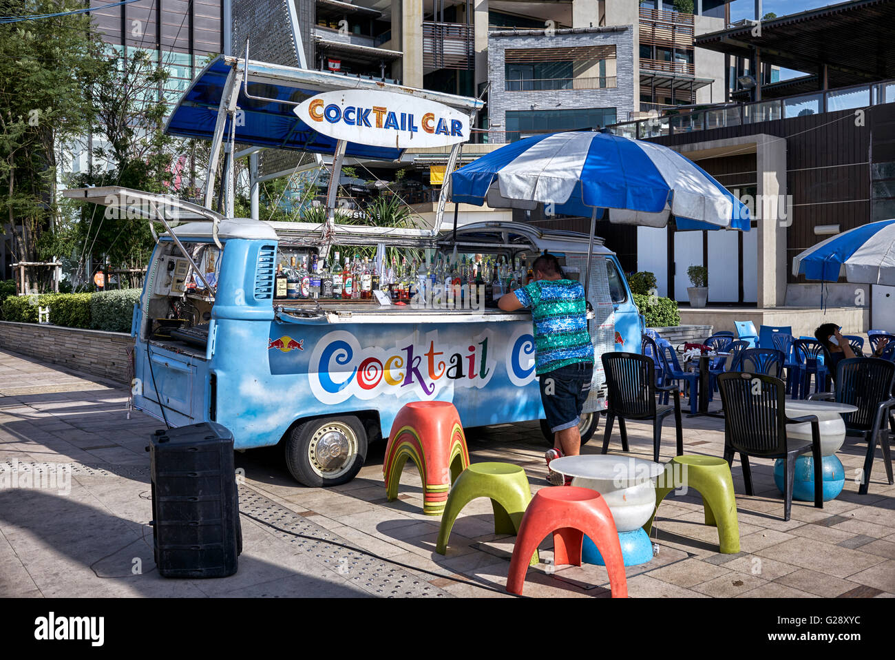 Volkswagen camper van converted into a cocktail drinks bar. Pattaya  Thailand S. E. Asia Stock Photo - Alamy