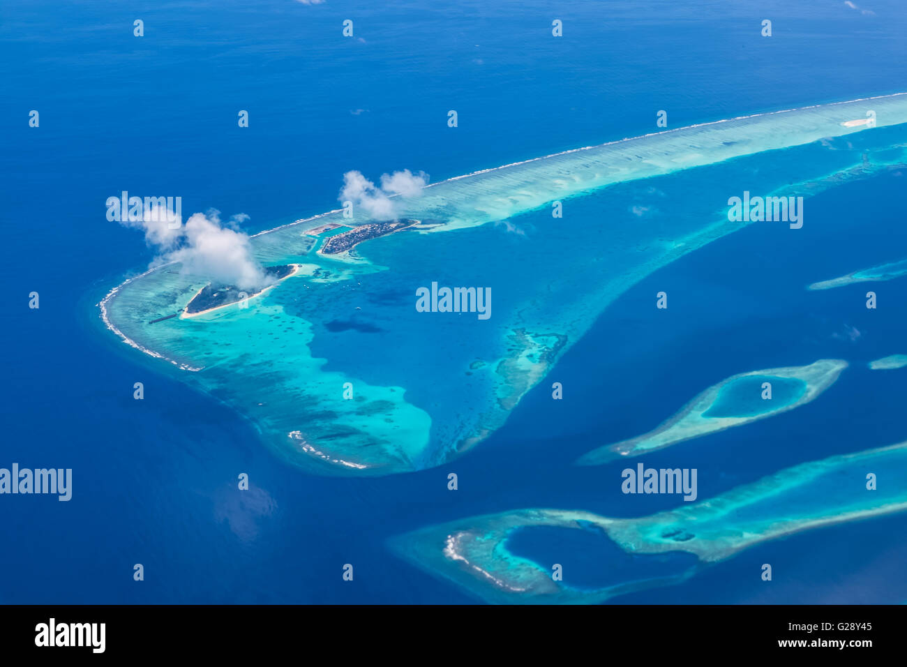 Aerial view on Maldives island Stock Photo - Alamy