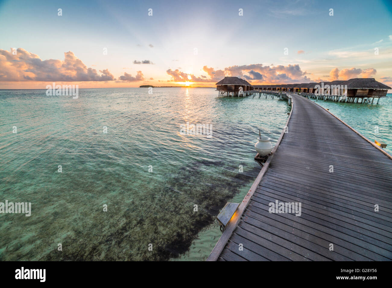 Amazing sunset beach in Maldives. Background concept Stock Photo