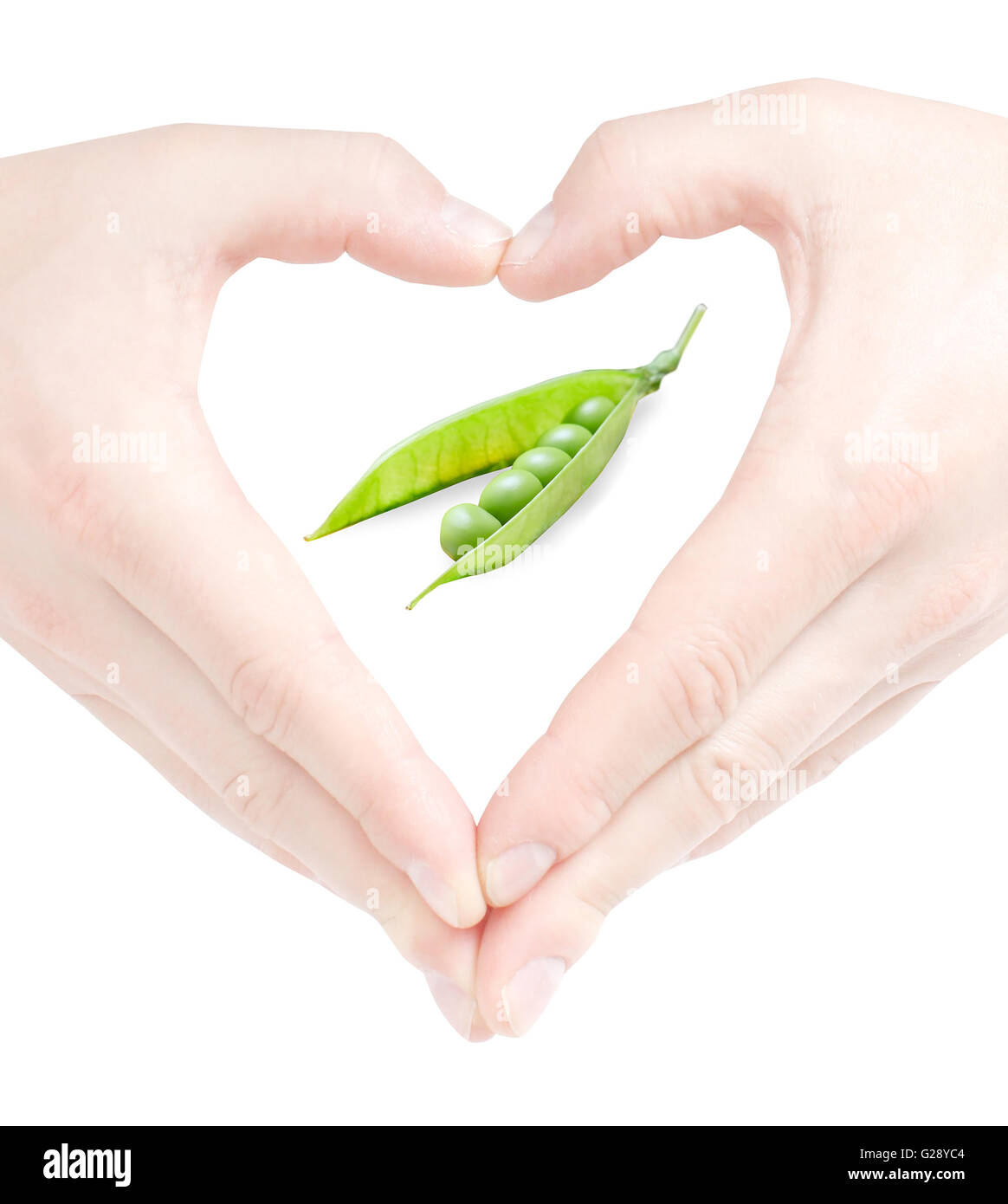 Healthy eating with heart and peapod Stock Photo