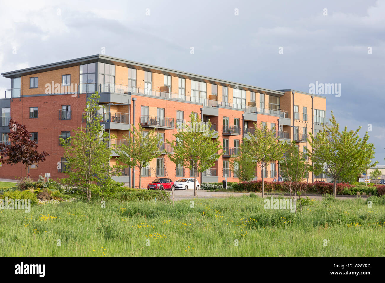 New waterside apartments at Diglis, Worcester, Worcestershire, England, UK Stock Photo