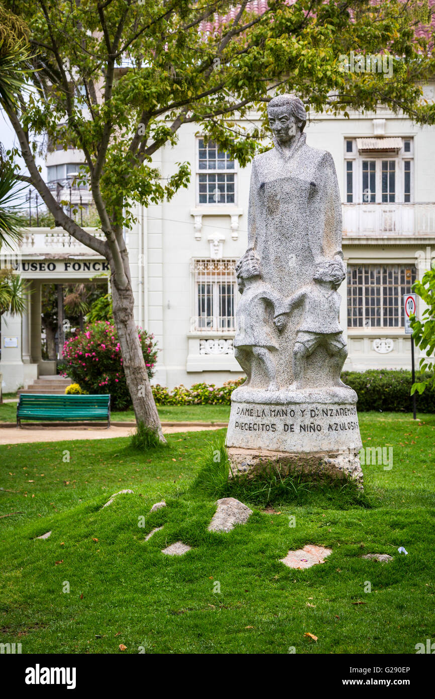 The Gabriela Mistral monument at the Museum of Archeology in Vina del Mar, Chile, South America. Stock Photo