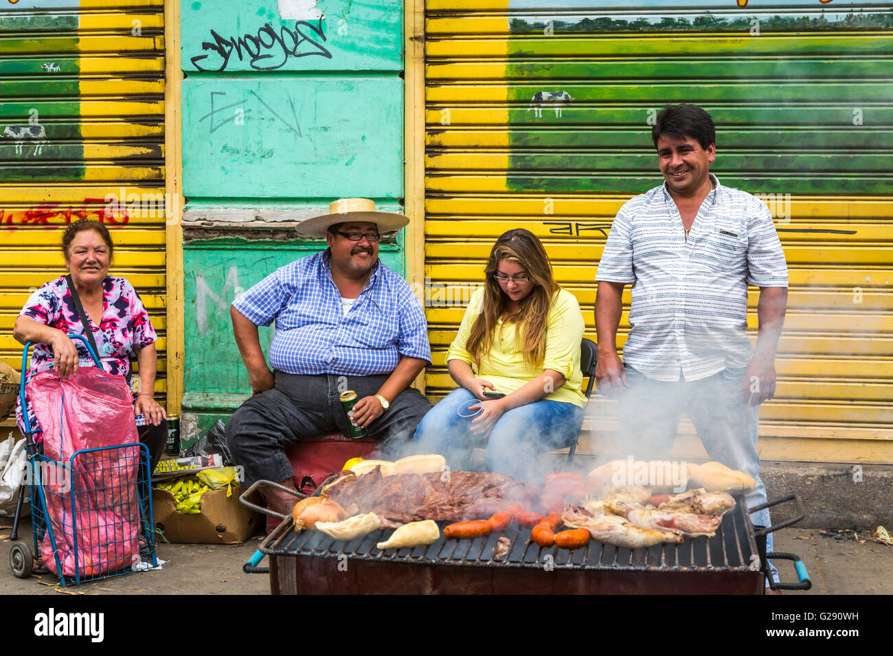 Fresh produce for sale at the colorful city market in Valparaiso, Chile, South America. Stock Photo