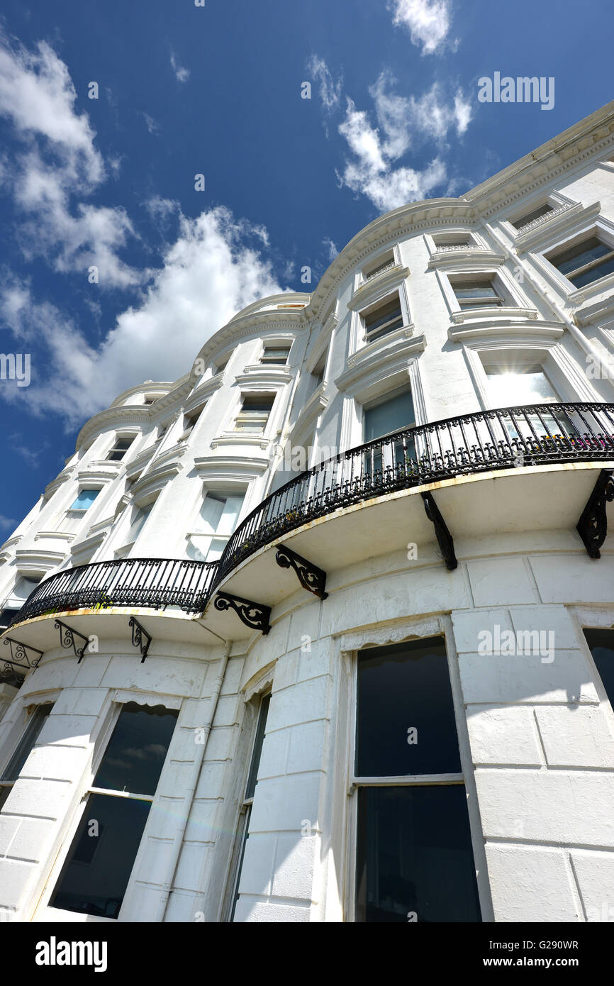 Bow fronted (Regency) houses in Kemptown, Brighton UK Stock