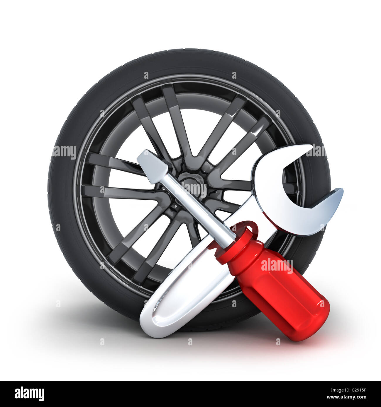 Icon repair wheel on a white background  (done in 3d) Stock Photo