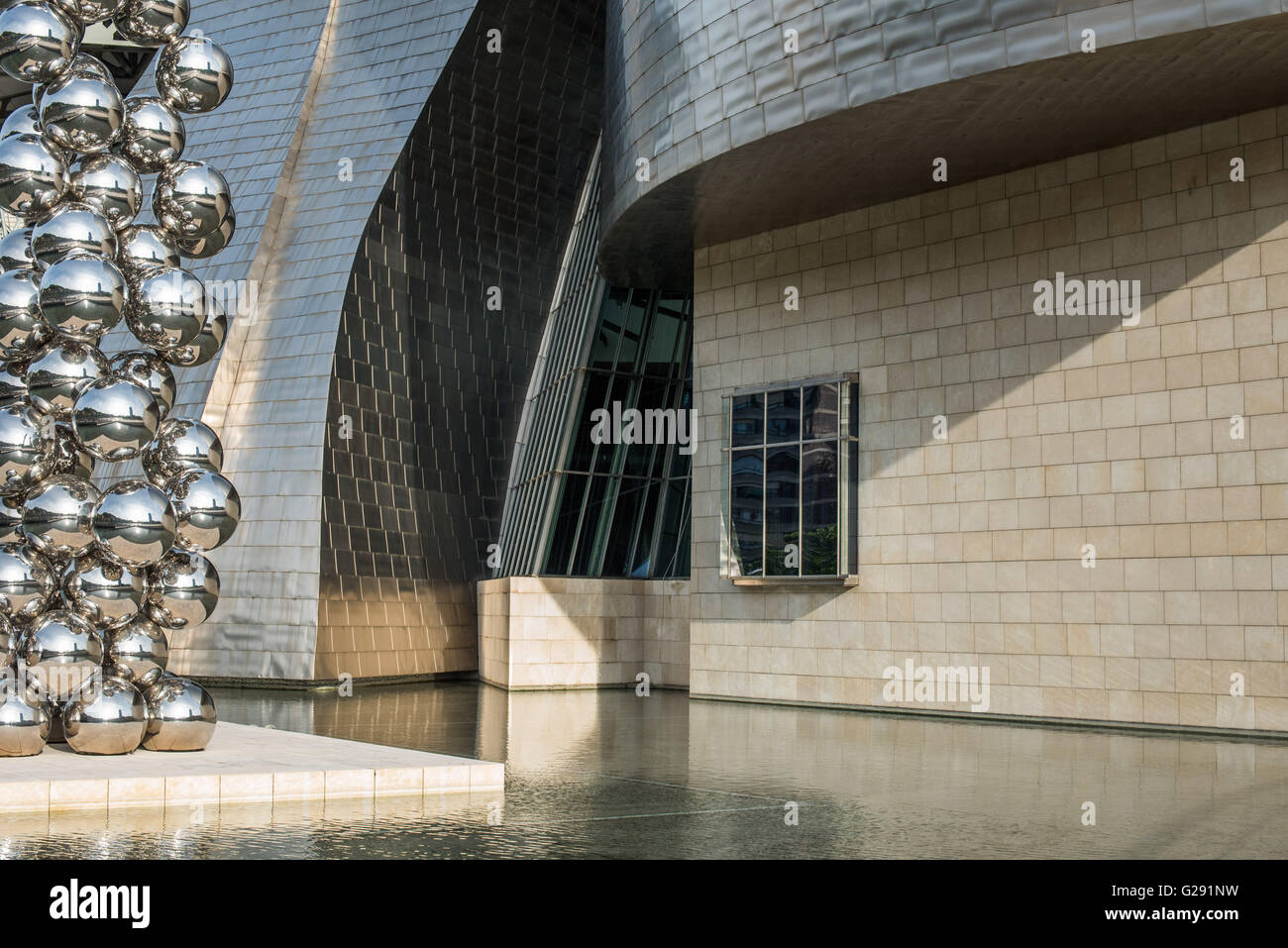 'Tall Tree & The eye' sculpture by Anish Kapoor  at the Guggenheim Museum in Bilbao, Spain Stock Photo