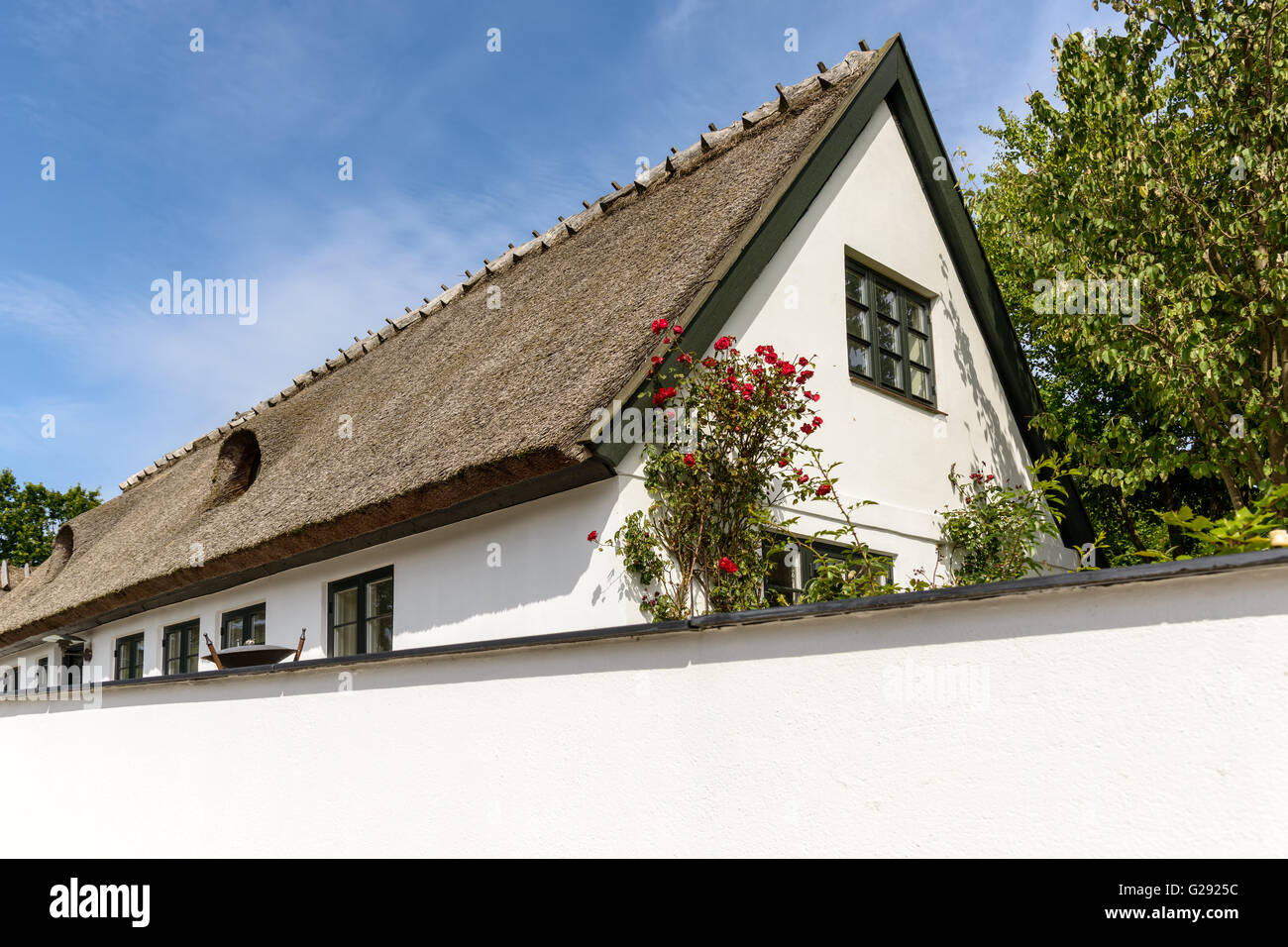 Typical house in Denmark a sunny summer. Stock Photo