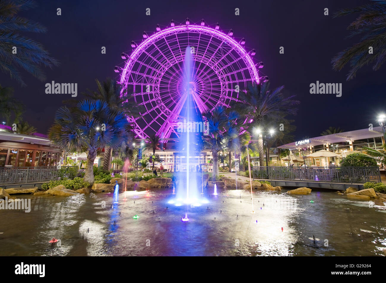 The Orlando Eye is a 400 feet tall ferris wheel in the heart of Orlando and the largest observation wheel on the east coast Stock Photo