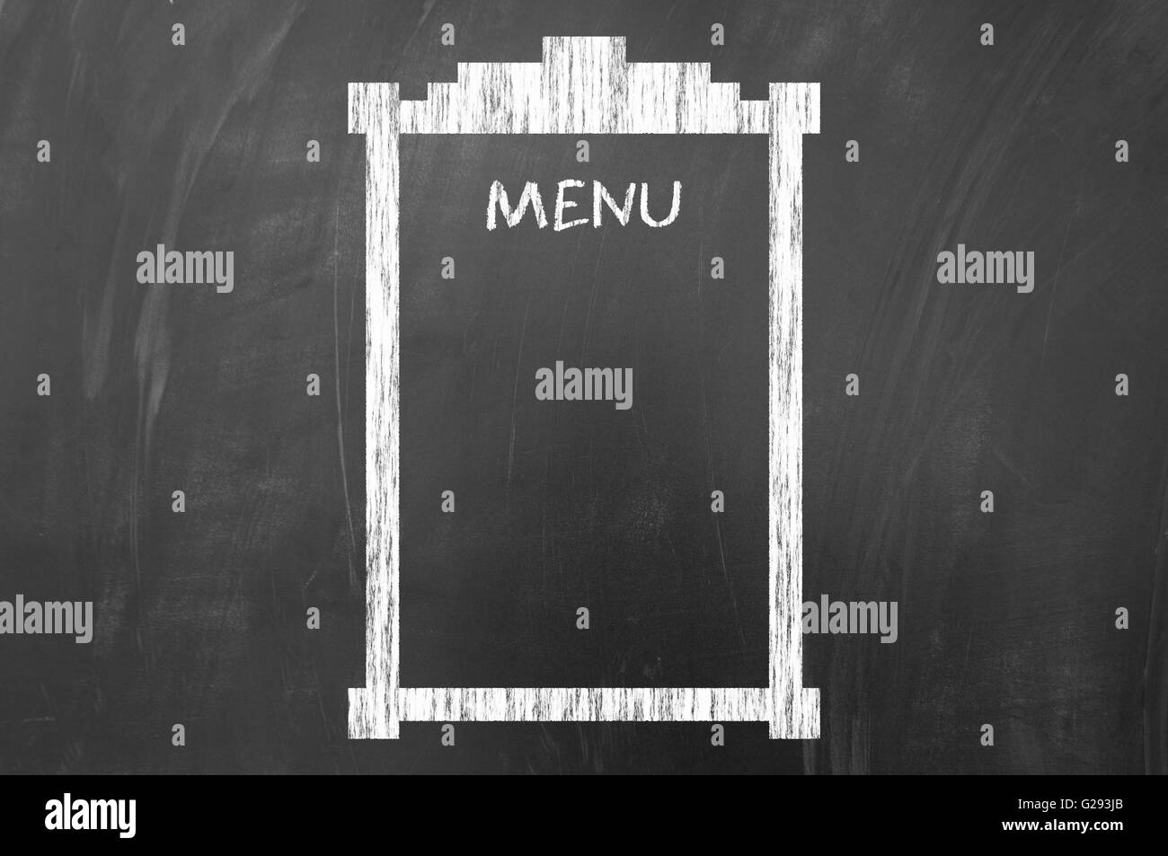 Empty menu concept drawn with white chalk on blackboard Stock Photo - Alamy