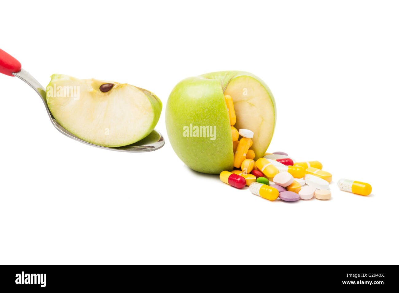 Natural diet pills concept isolated on white background Stock Photo