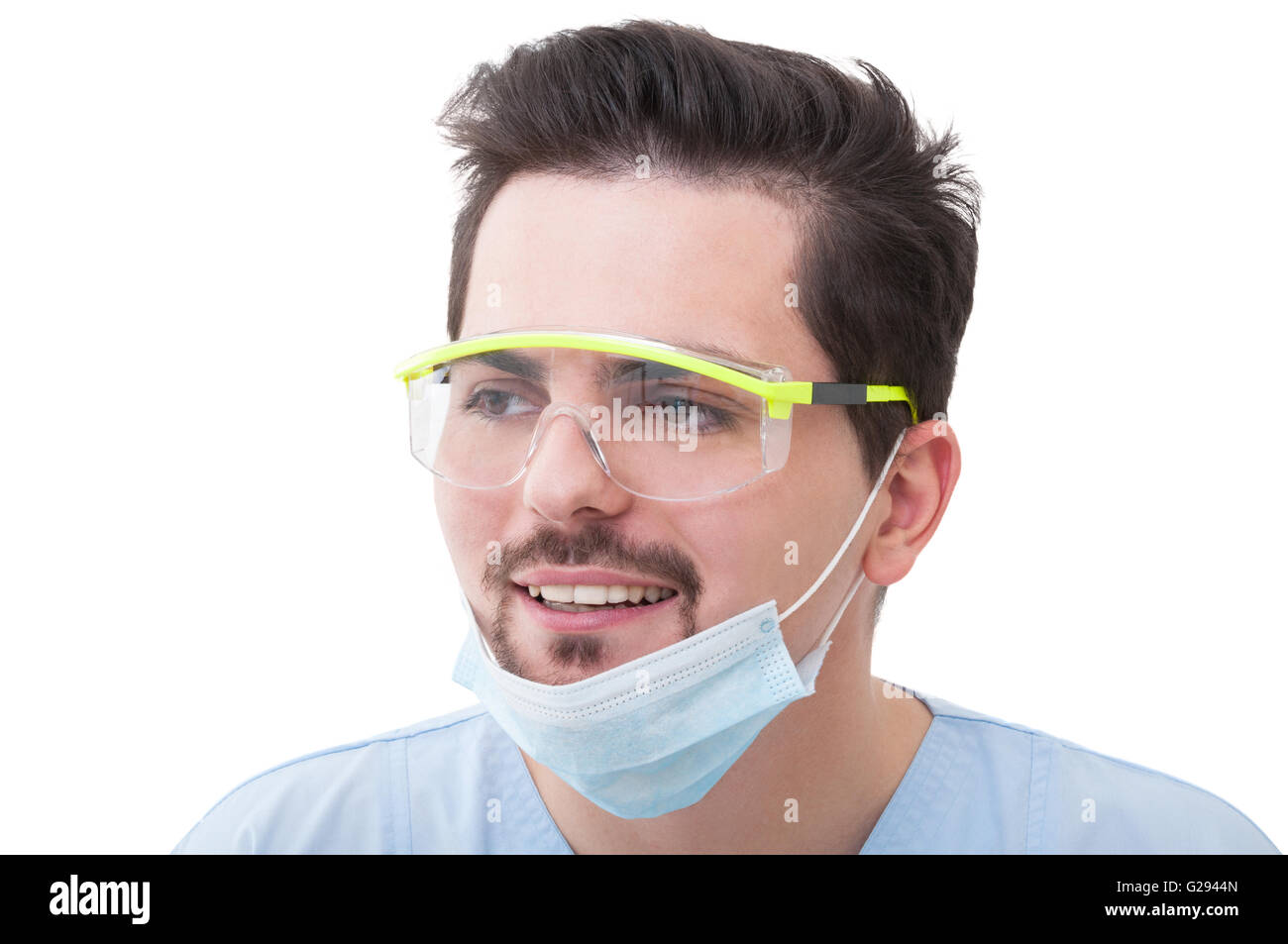 Portrait of a male doctor smiling isolated on white background Stock ...
