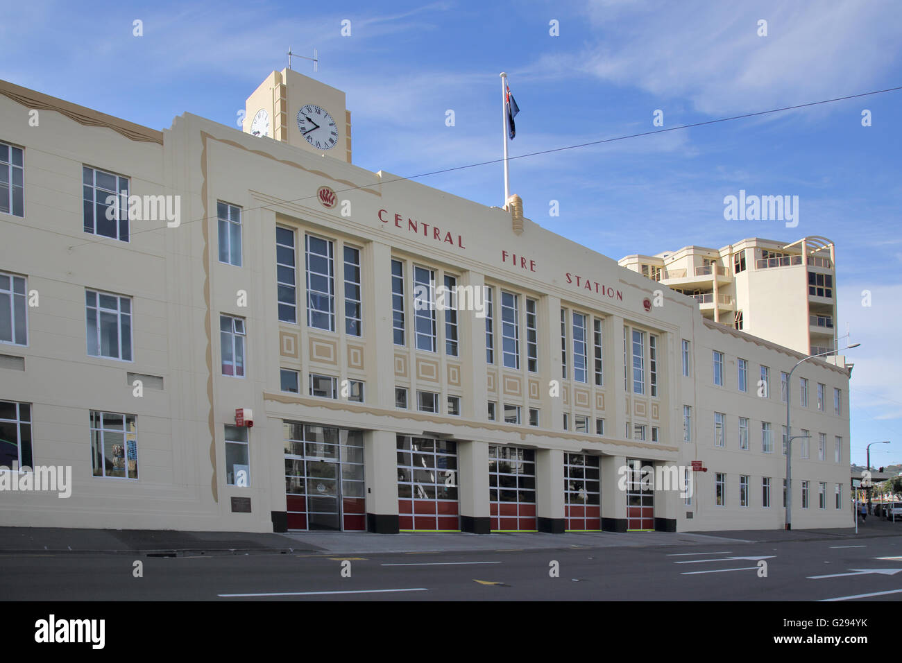 the central fire station in wellington on the north island of new zealand Stock Photo