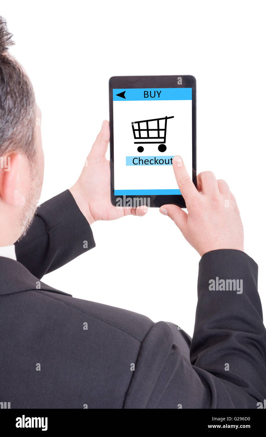 Business man buy online using wireless tablet concept Stock Photo