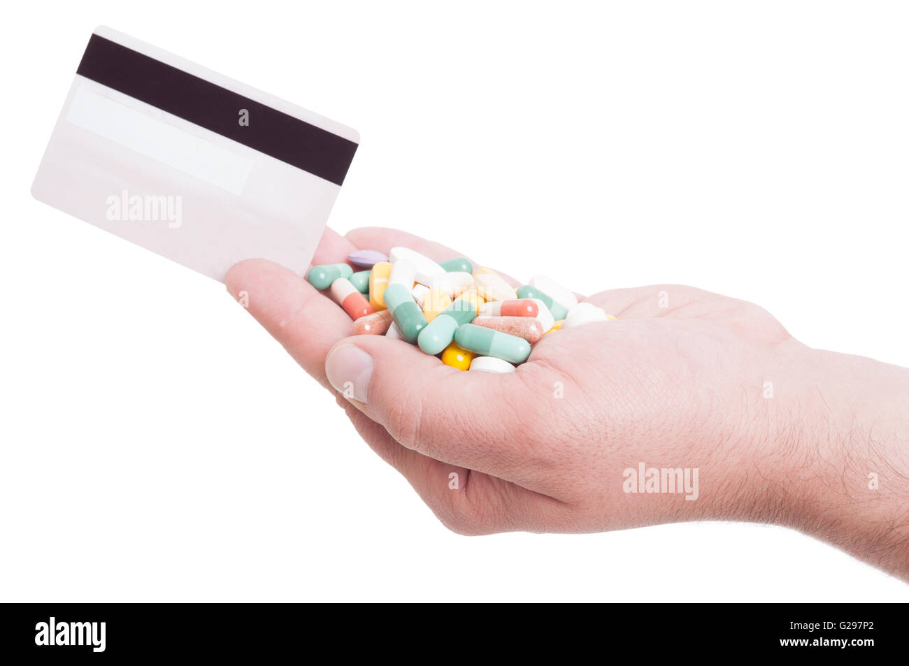 Pay for pills or medication with credit card. Online shopping on internet website pharmacy Stock Photo
