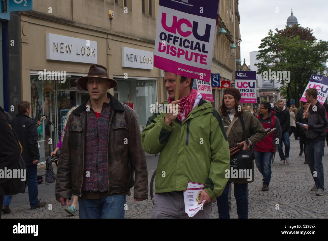 University and College Union (UCU) in Sheffield took strike action due to a decrease in their real terms pay over the last few years. Stock Photo
