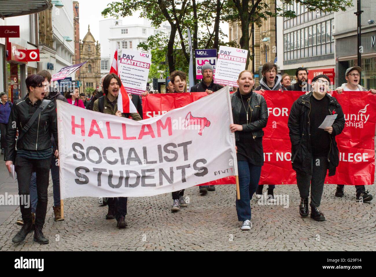 University and College Union (UCU) in Sheffield took strike action due to a decrease in their real terms pay over the last few years. Stock Photo