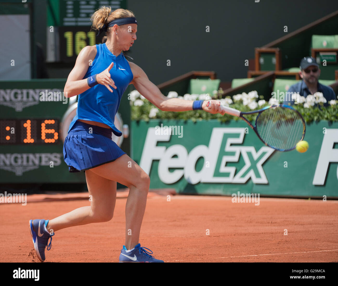 Paris, France. 27th May, 2016. Lucie Safarova (CZE) loses to Samantha Stosur (AUS) 6-3, 6-7, 7-5, at Roland Garros being played at Stade Roland Garros in Paris, France. Credit: Leslie Billman/Tennisclix/CSM/Alamy Live News Stock Photo