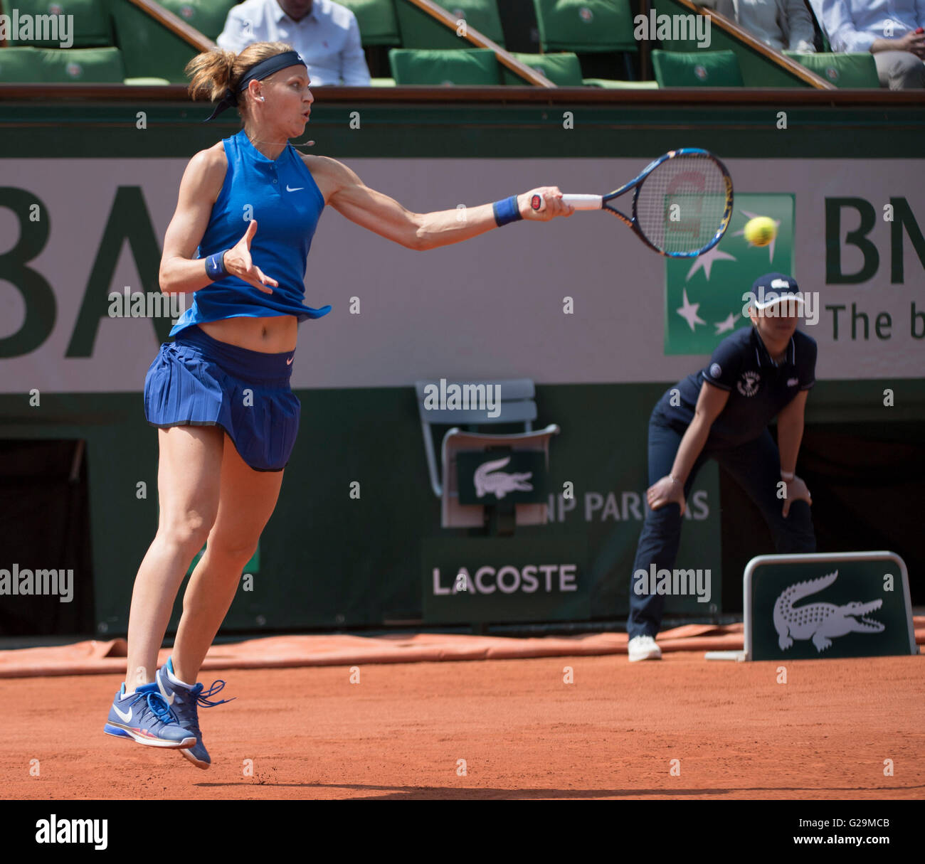 Paris, France. 27th May, 2016. Lucie Safarova (CZE) loses to Samantha Stosur (AUS) 6-3, 6-7, 7-5, at Roland Garros being played at Stade Roland Garros in Paris, France. Credit: Leslie Billman/Tennisclix/CSM/Alamy Live News Stock Photo