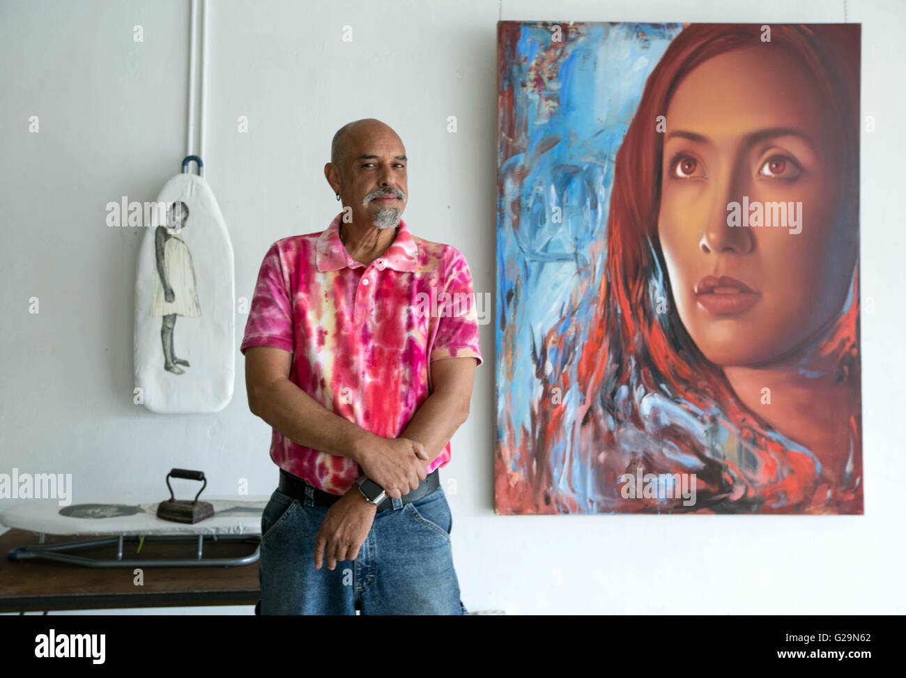 May 27, 2016 - West Palm Beach, Florida, U.S. - Rolando Chang Barrero at The Box Art Gallery on Belvedere Road in West Palm Beach, Florida on May 27, 2016. Rolando is a former Miami artist who started the Arts District in Boynton and now hopes to do something similar on Belvedere. He came up with the ''Cultural Corridor'' brand. (Credit Image: © Allen Eyestone/The Palm Beach Post via ZUMA Wire) Stock Photo